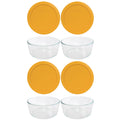 7-Cup Glass Bowl with Yellow Lid, 4 Pack I685