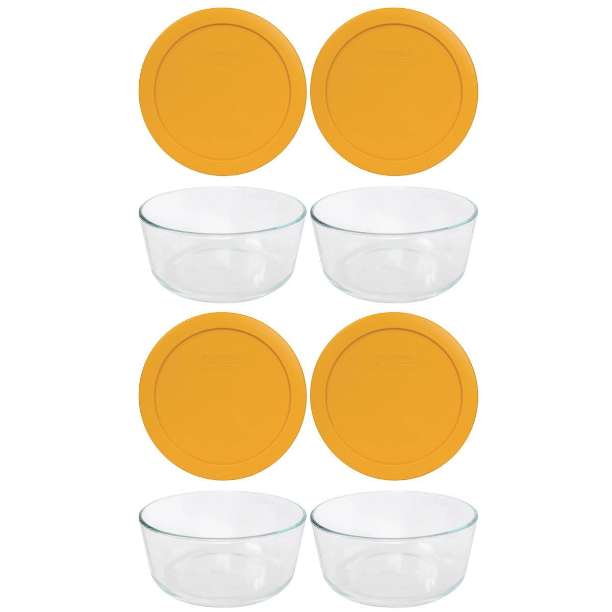 7-Cup Glass Bowl with Yellow Lid, 4 Pack I685
