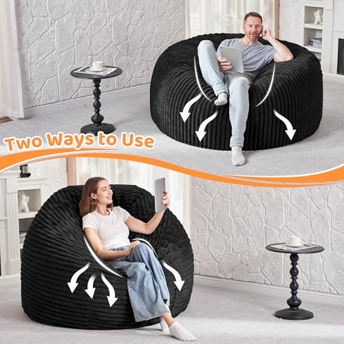 5FT Grey Memory Foam Bean Bag Chair with Plush Cover U196743