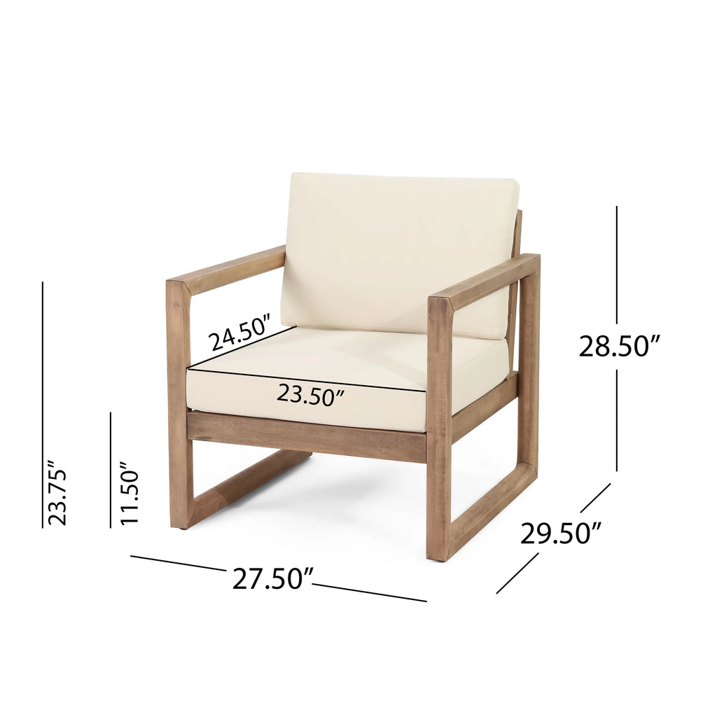 Acacia Wood Club Chairs with Cushions, Set of 2 M211