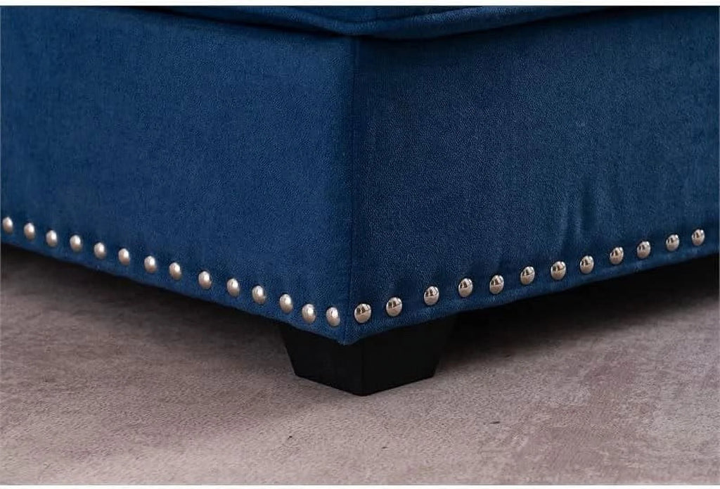 Blue Linen Fabric Indoor Chaise Lounge B216080