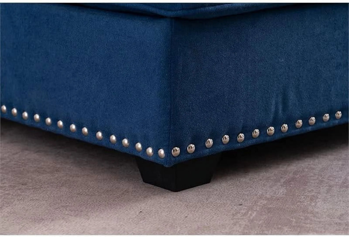 Blue Linen Fabric Indoor Chaise Lounge B216080