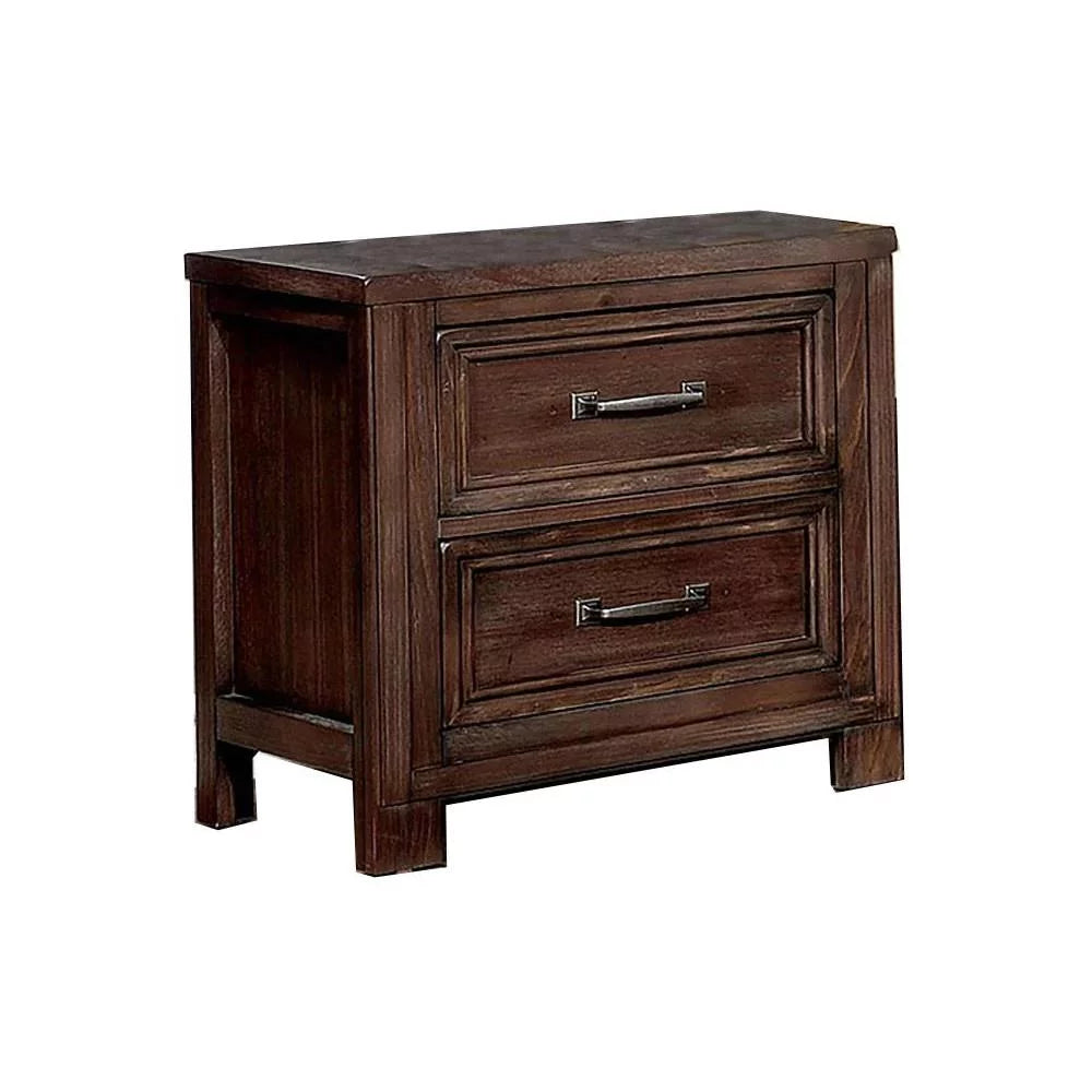Dark Oak Solid Wood Queen Bedroom Set 3pcs E428
