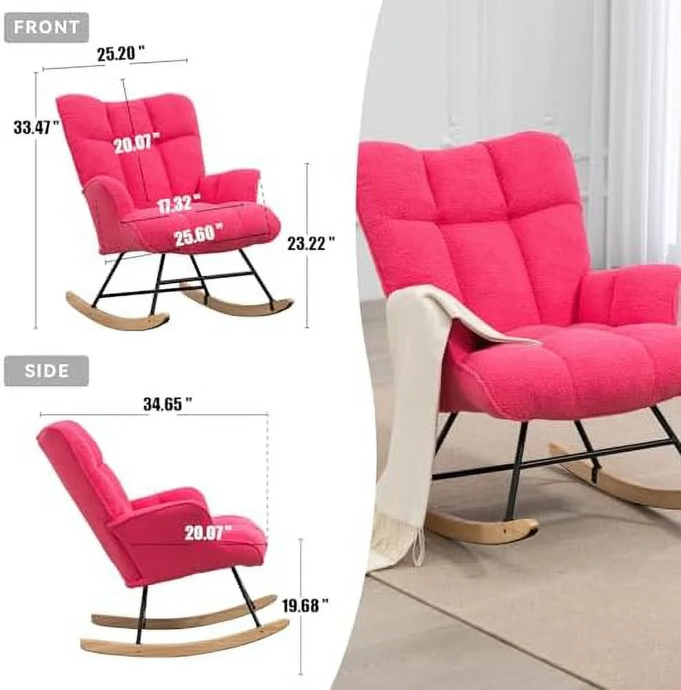 Teddy Upholstered Rocking Chair with High Backrest K7166