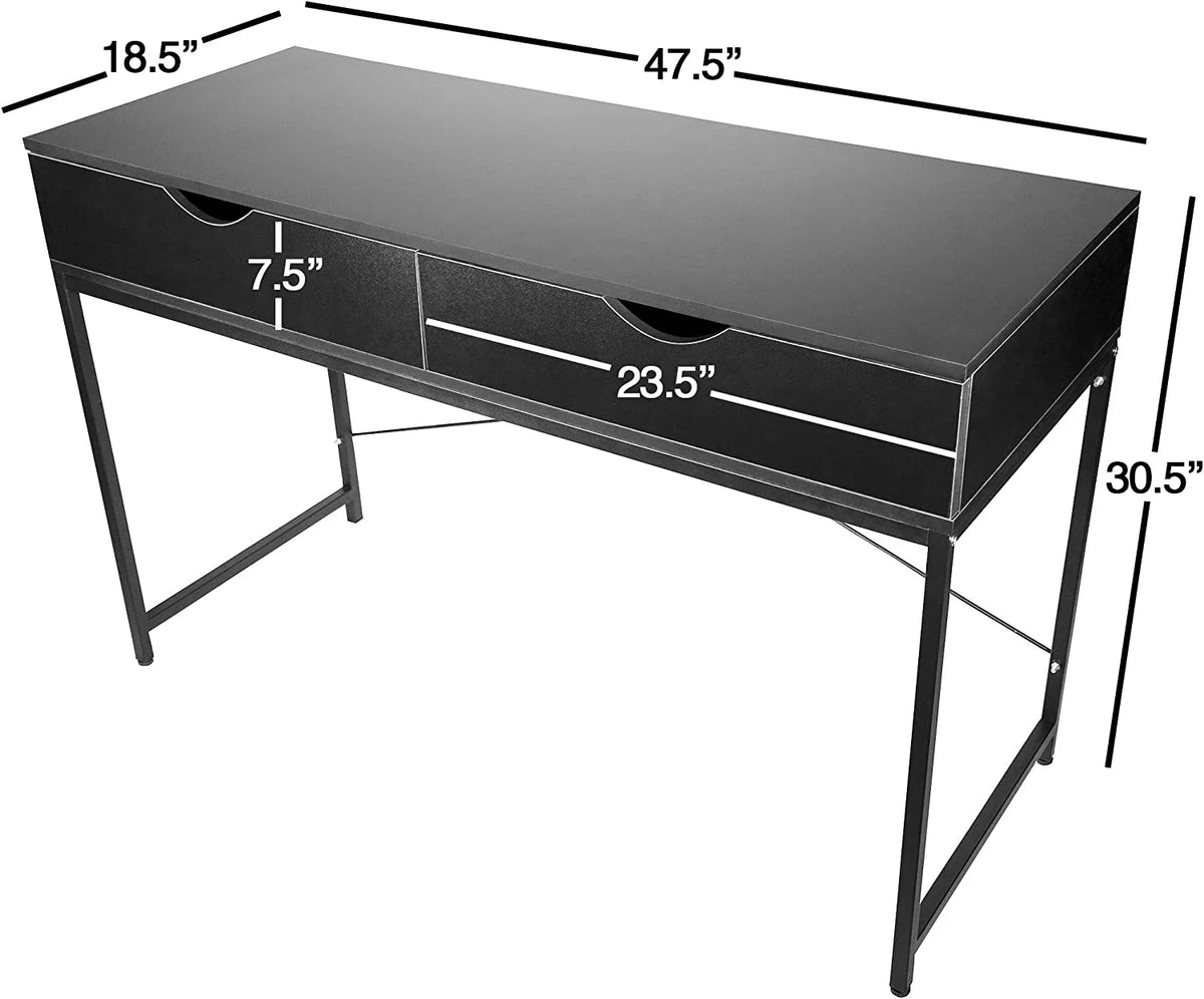 Black Computer Desk with Drawers E214