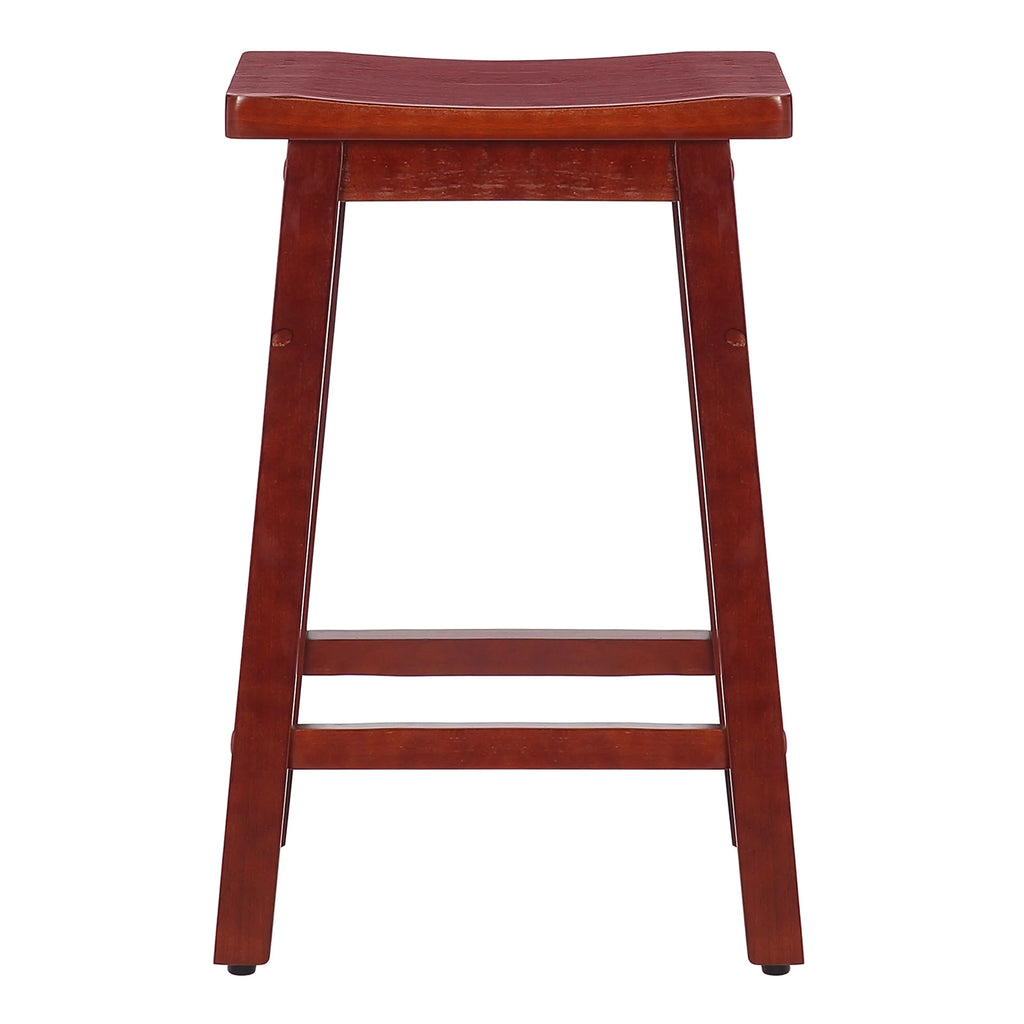 29 Inch Saddle Bar Stools Set of 2 Solid Wood Cherry T965539