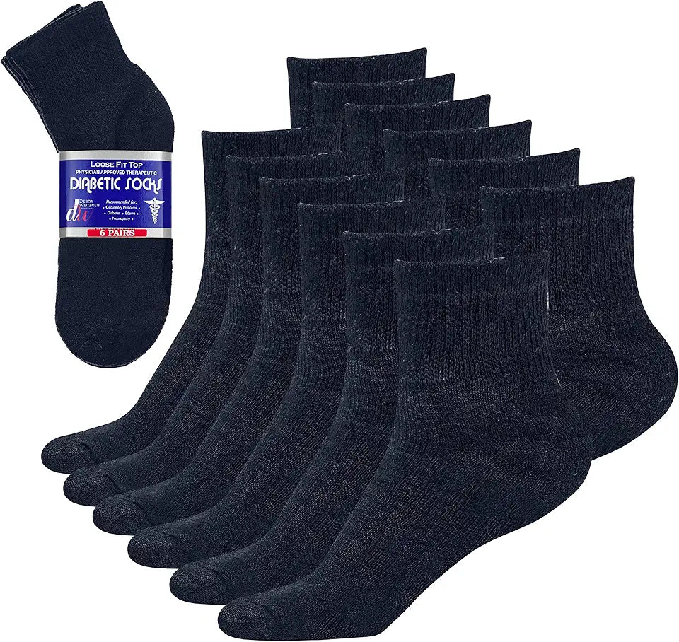 Non-binding Loose Fit Navy Ankle Socks 6 Pairs C7465