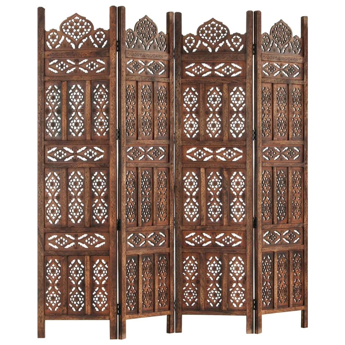 Hand Carved 4-Panel Mango Wood Room Divider Q105