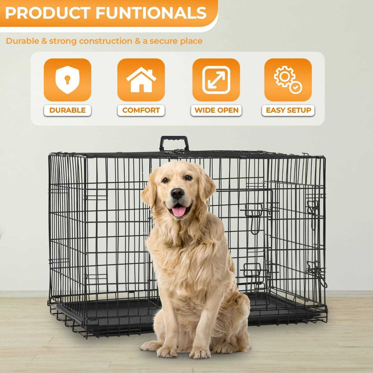 Large Metal Dog Crate Kennel with Divider L810652