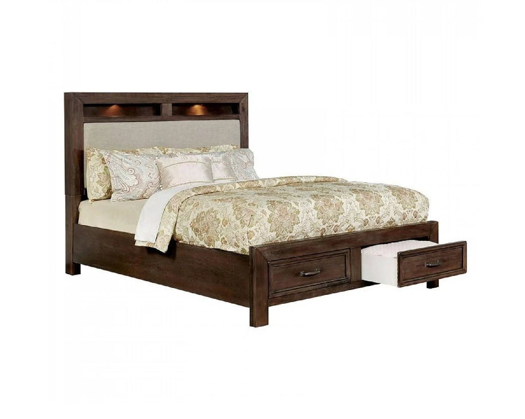 Dark Oak Solid Wood Queen Bedroom Set 3pcs E428