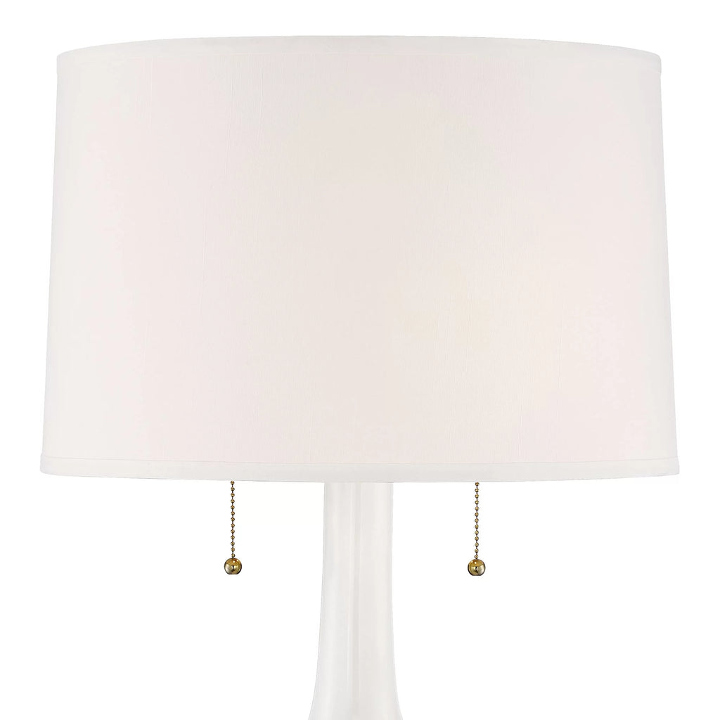 Table Lamp with White Floral Ceramic Drum Shade Y510