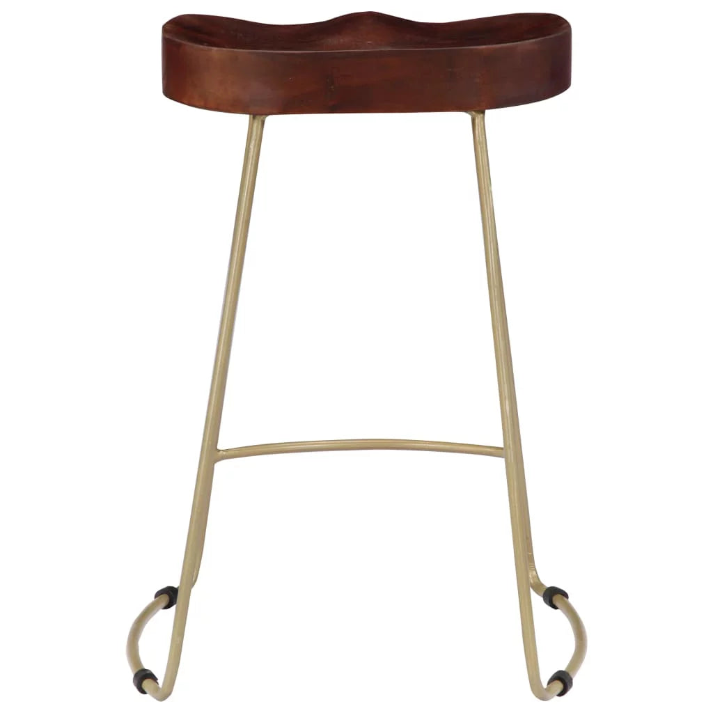 2 pcs Solid Mango Wood Bar Stools M386294