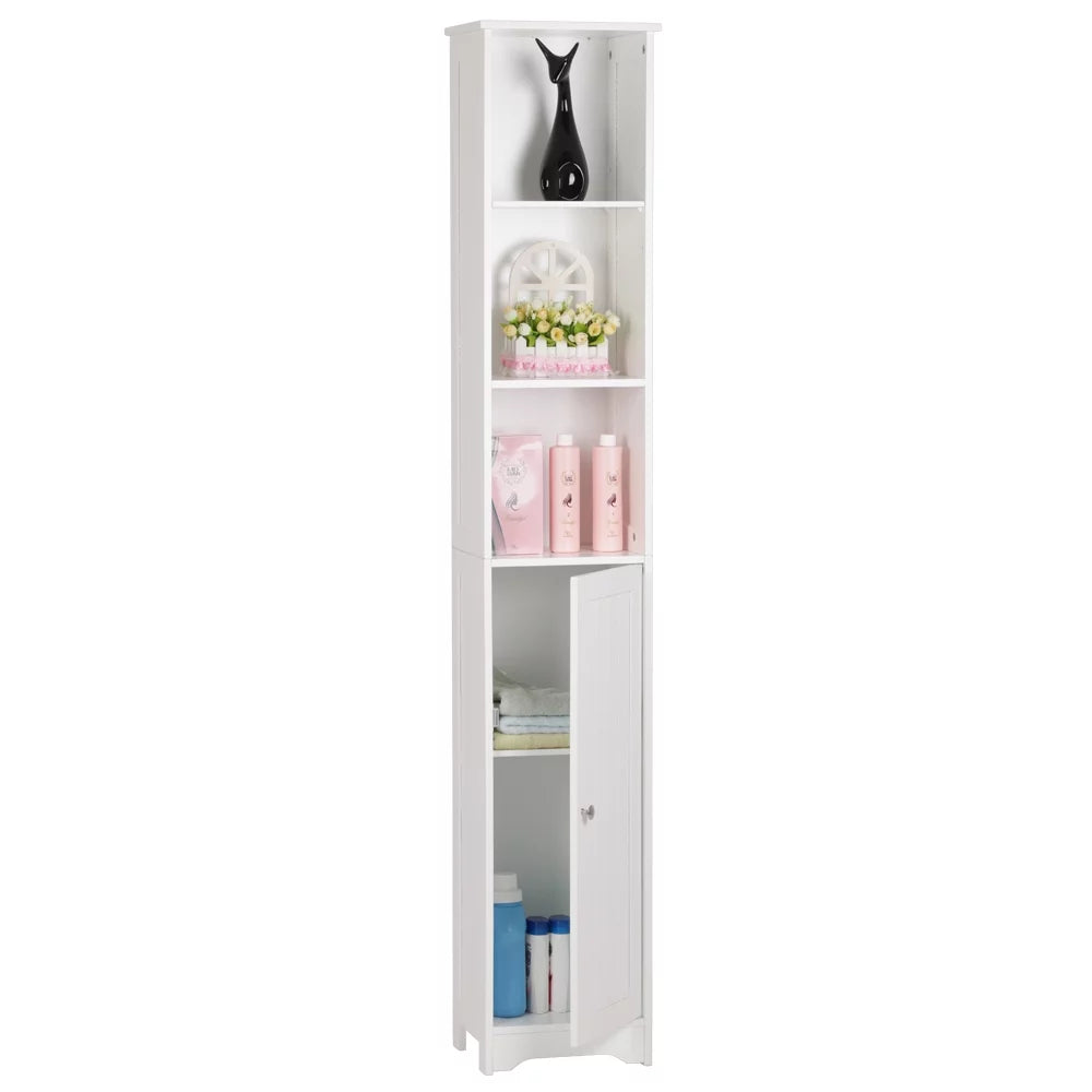 5-Shelf White Bathroom Storage Cabinet W86686