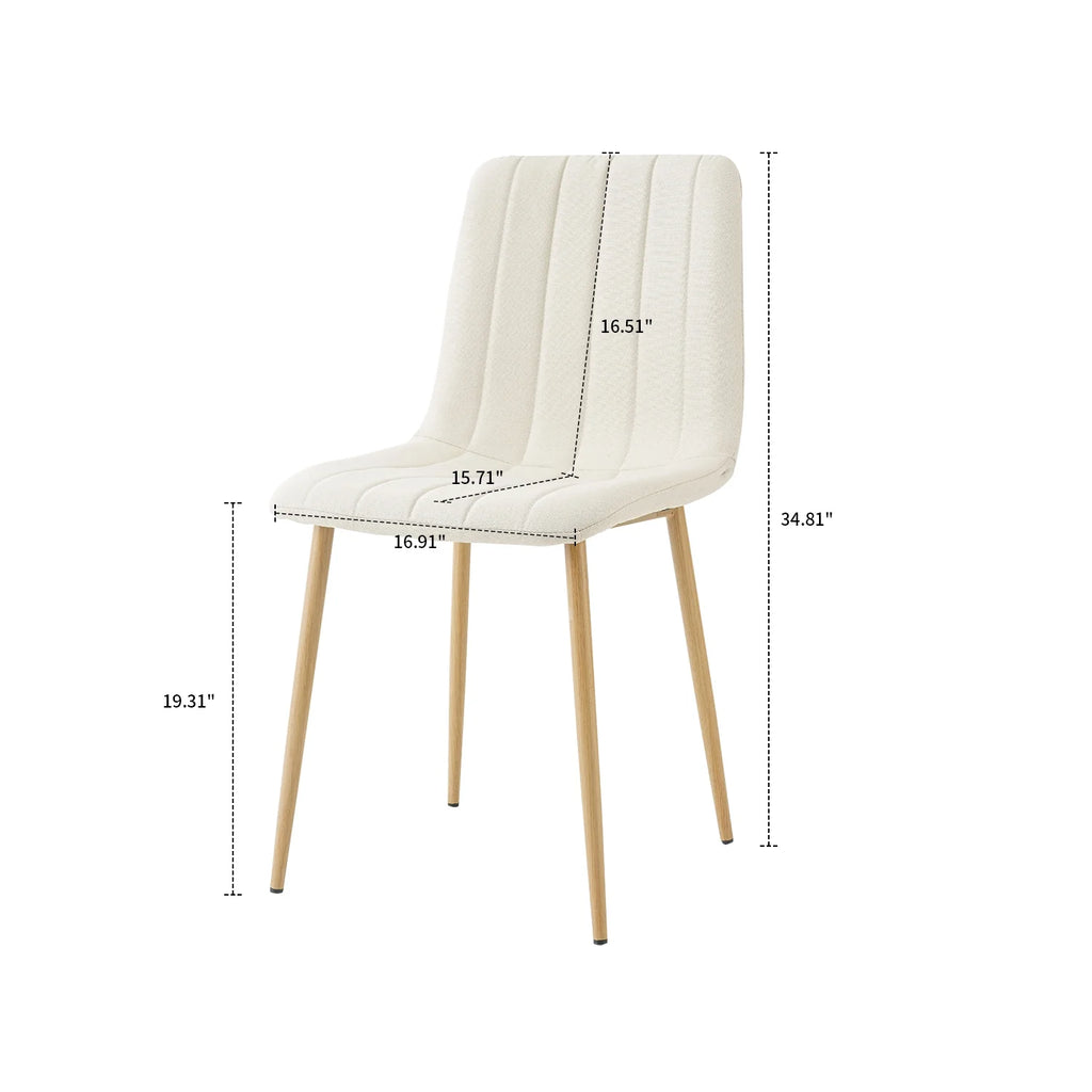 Light Beige Velvet Upholstered Dining Chair Set of 4 with Metal Legs Z901