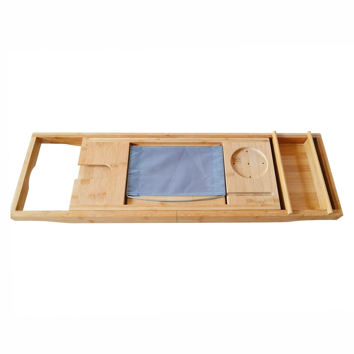 Expandable Bamboo Bathtub Caddy Tray with Wine Glass Holder L587