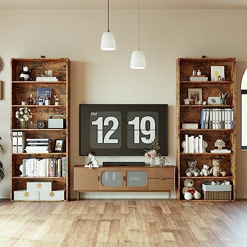 Set of 2 Floor Standing 6 Tiers 70 in Tall Bookshelves H109068