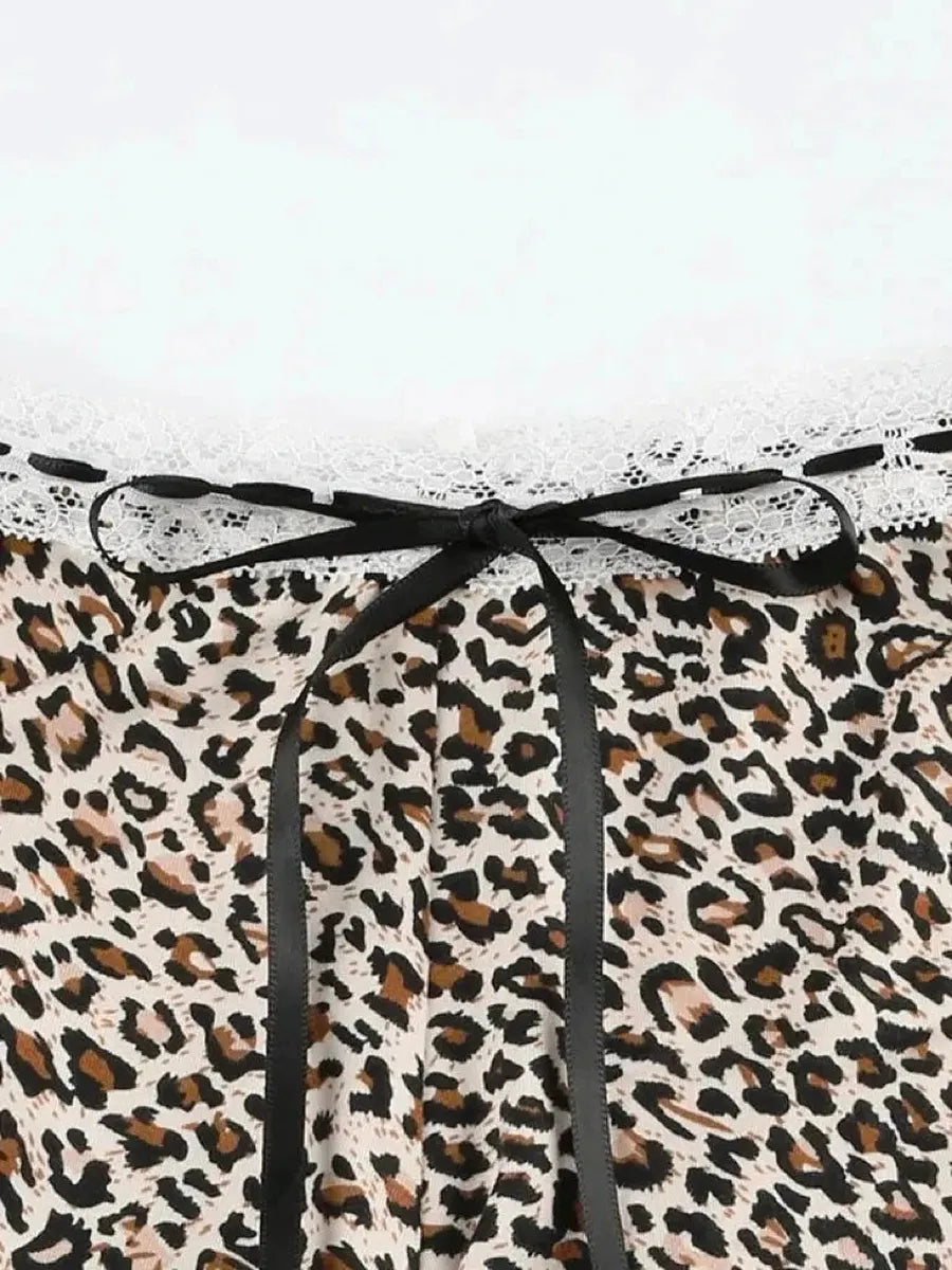 Cheetah Ribbon Lace Tight Shorts H8991