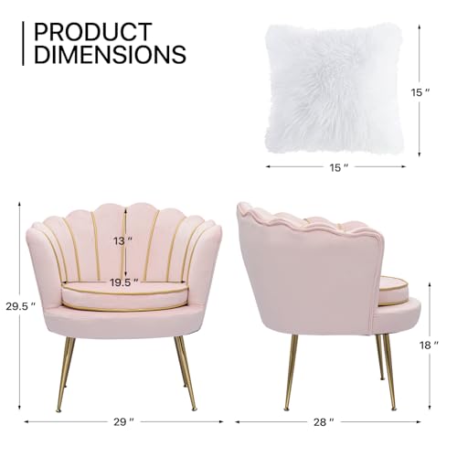 Blue Upholstered Velvet Shell Chair with Cushion and Metal Legs Y11686
