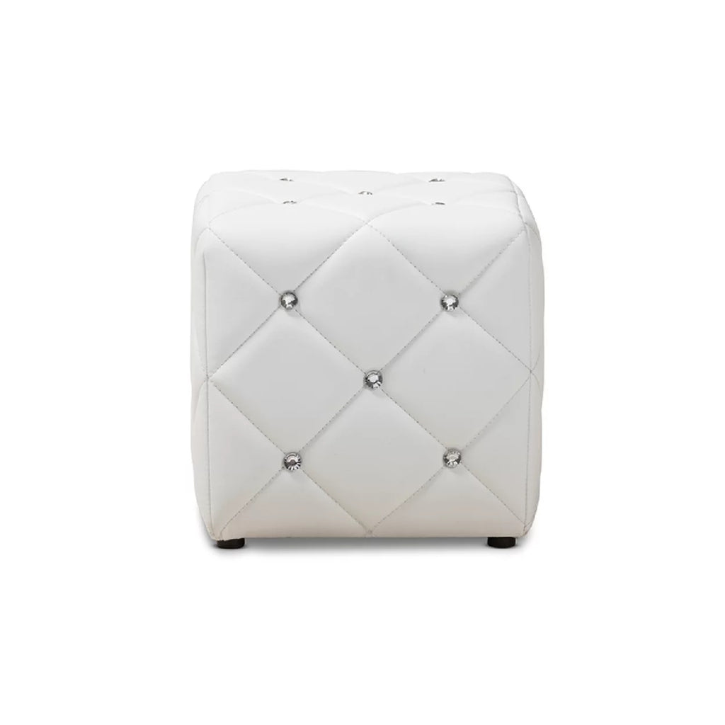 White Faux Leather Upholstered Ottoman Q61424