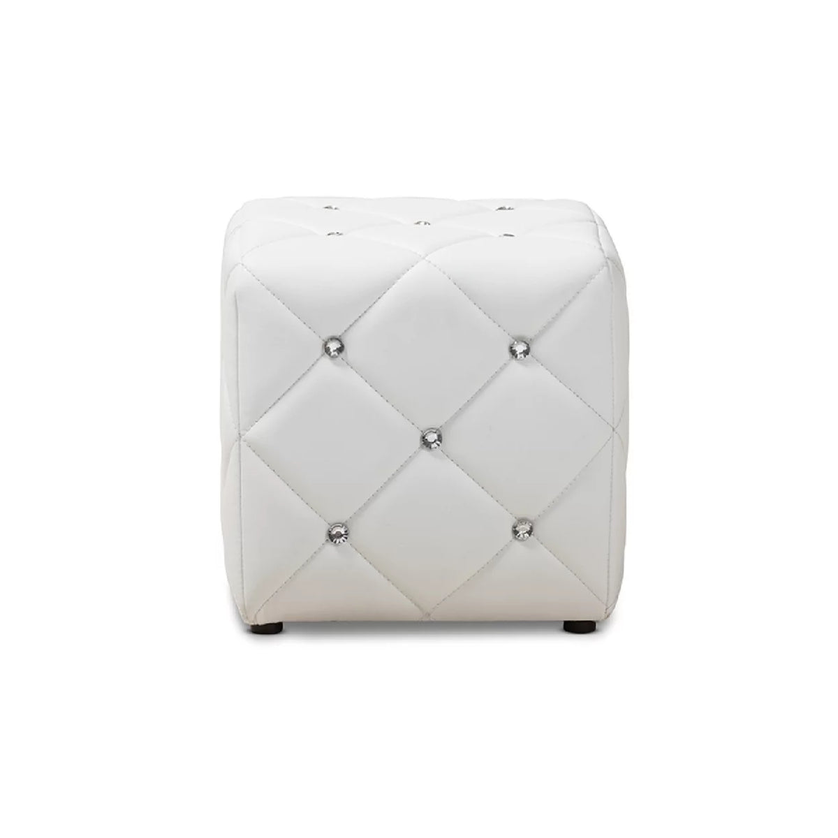 White Faux Leather Upholstered Ottoman Q61424