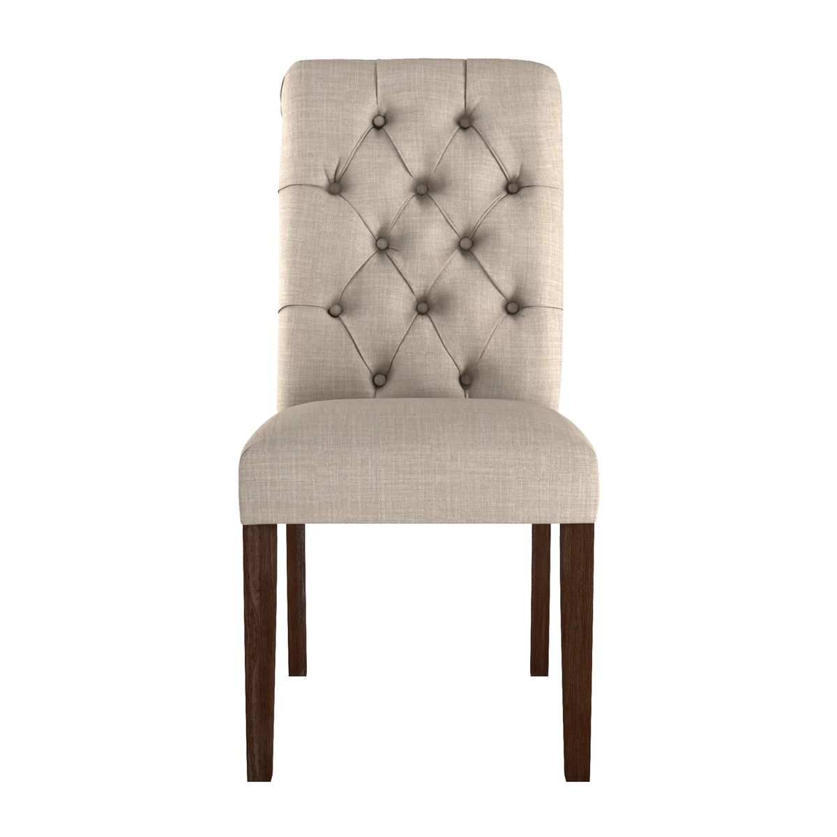 Beige Linen Button Tufted Dining Chair Set of 2 N345357