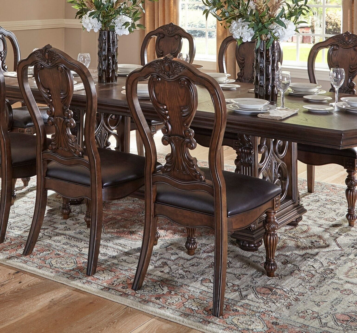9 Pc Dark Oak Dining Set A604951
