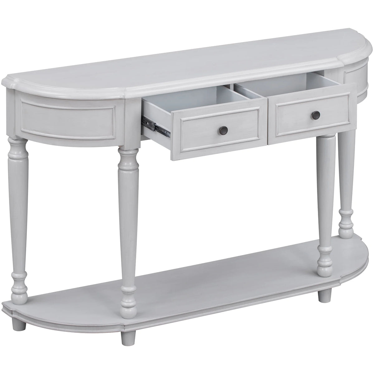 52'' Solid Wood Curved Console Table with 2 Drawers and 1 Shelf F837585