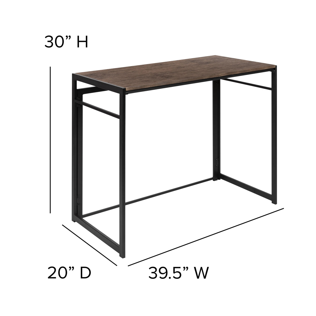 Folding Computer Desk with Wood Grain Finish and Metal Frame W899