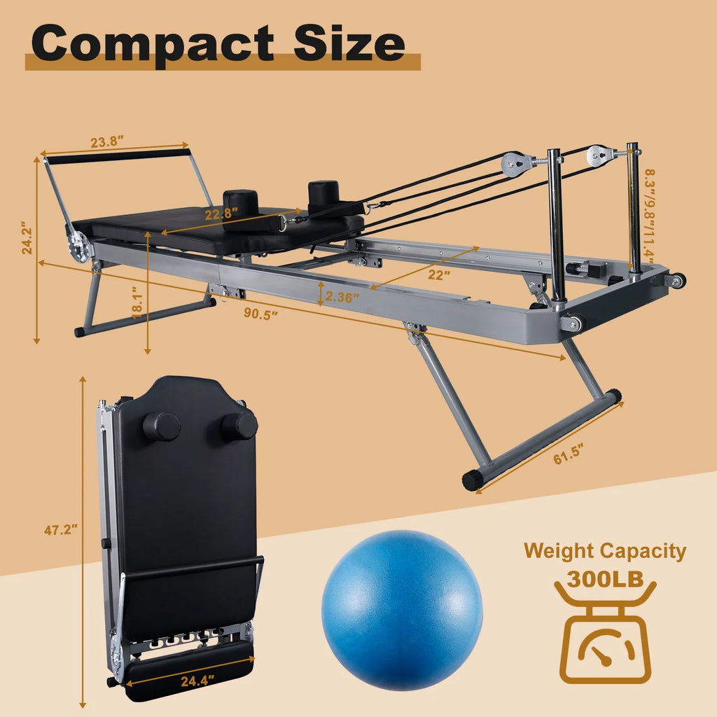 Foldable Pilates Reformer Machine with Spring H819474