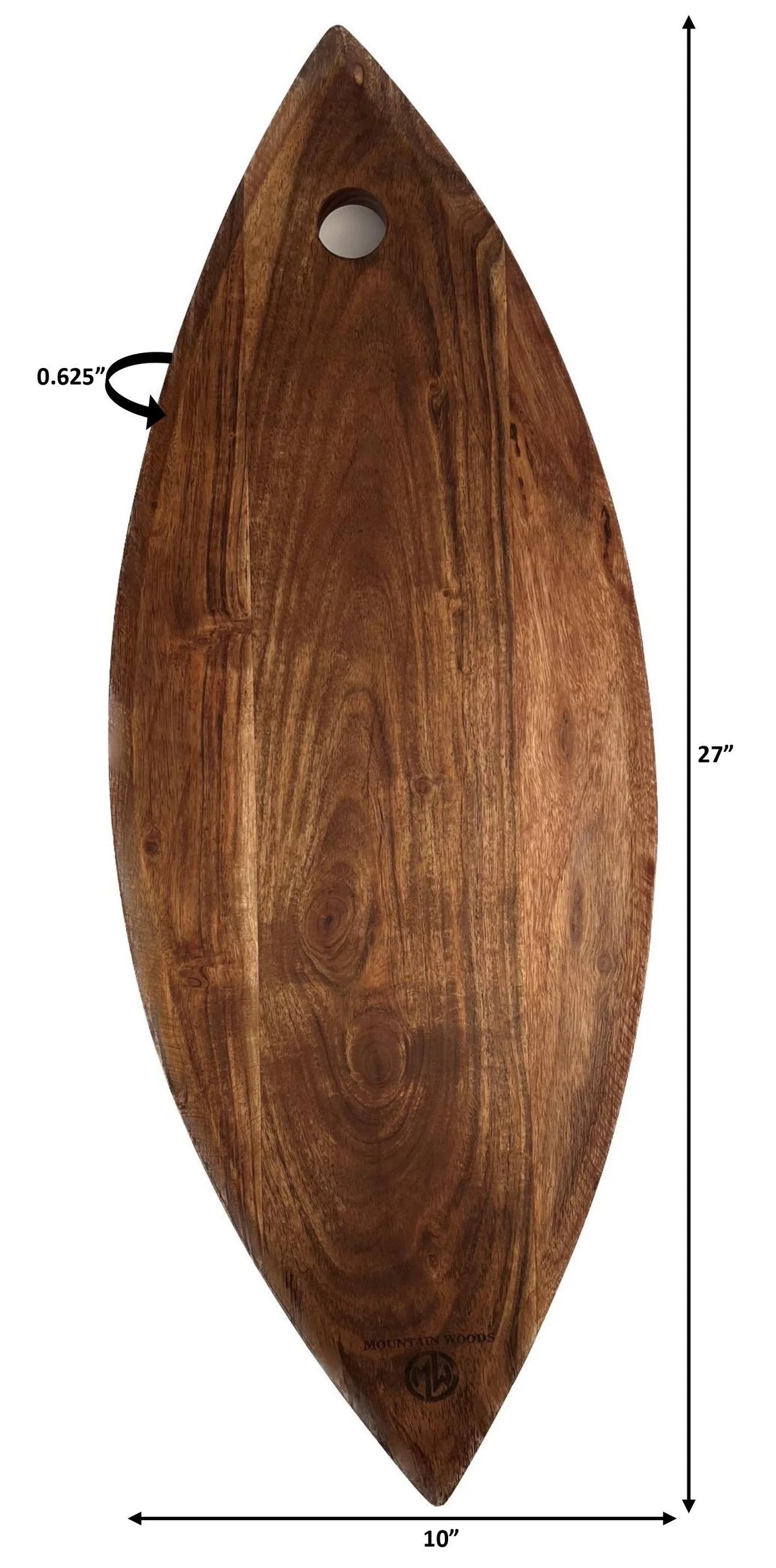 Fish Shaped Organic Brown Acacia Wood Cutting Board M91041
