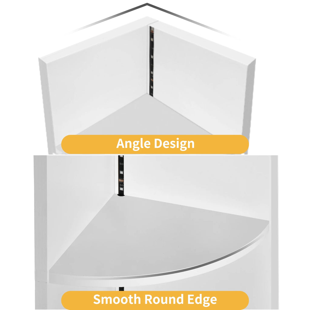 White 5 Tier Corner Shelf with Led Light X55839