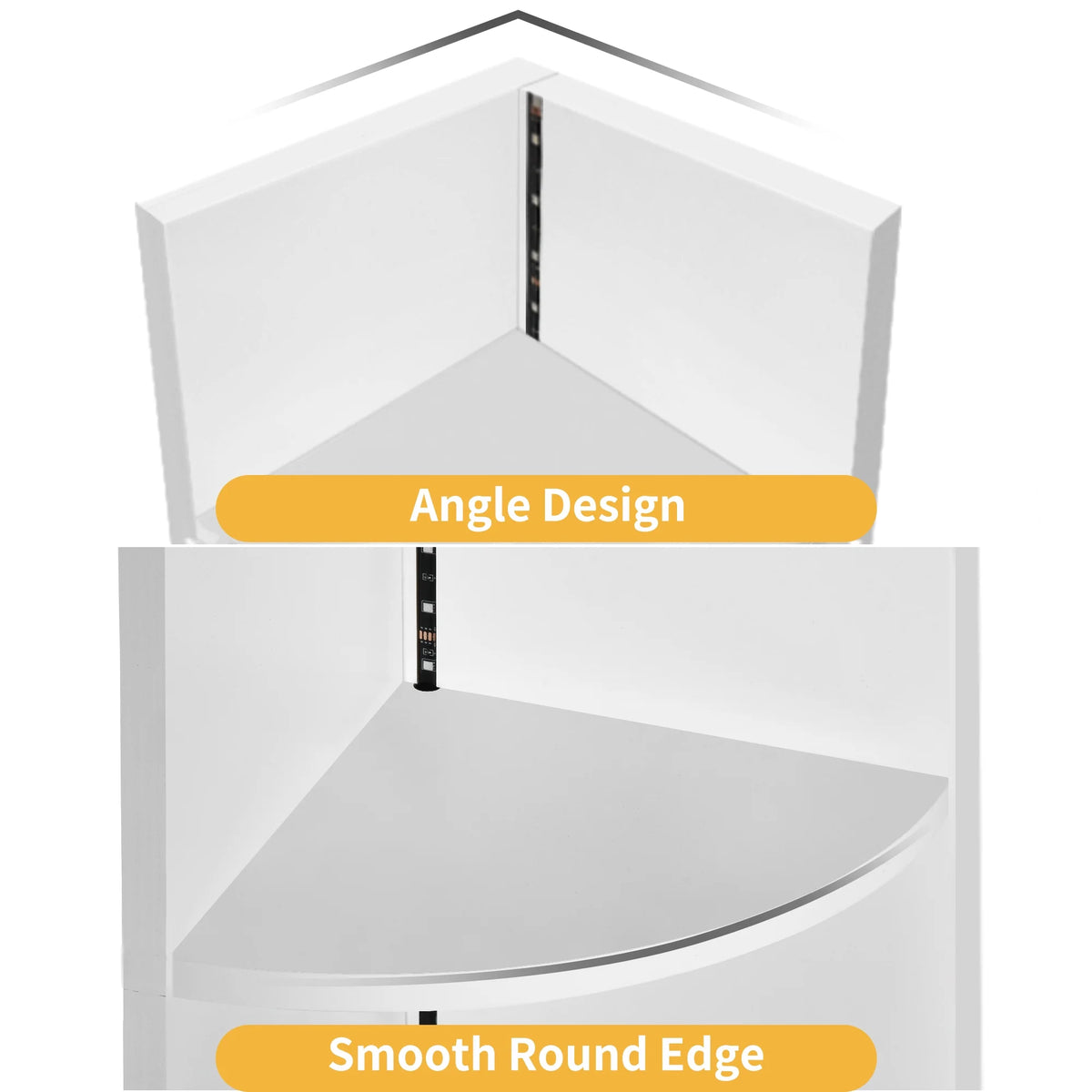 White 5 Tier Corner Shelf with Led Light X55839