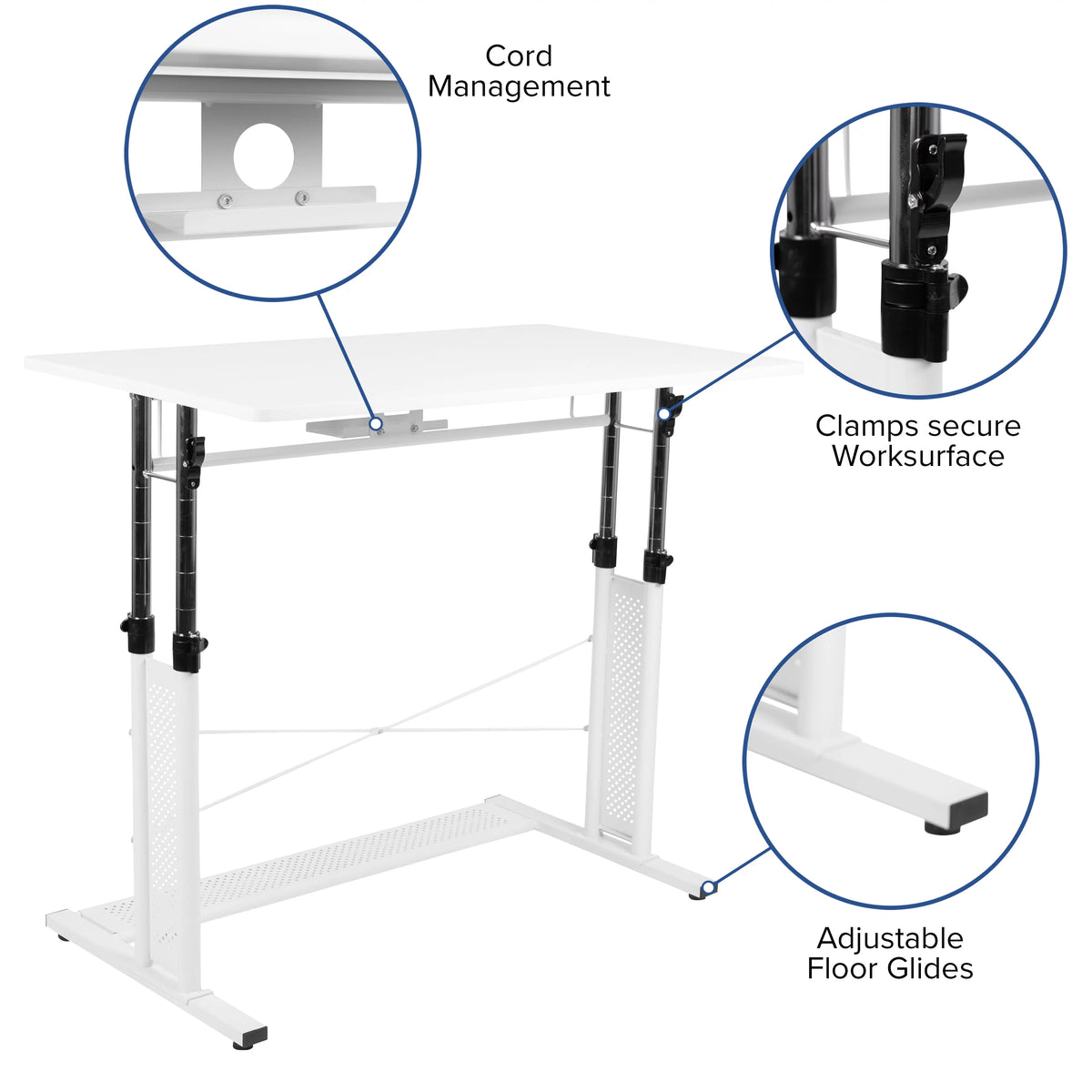 Height Adjustable Sit to Stand Home Office Desk White S27118