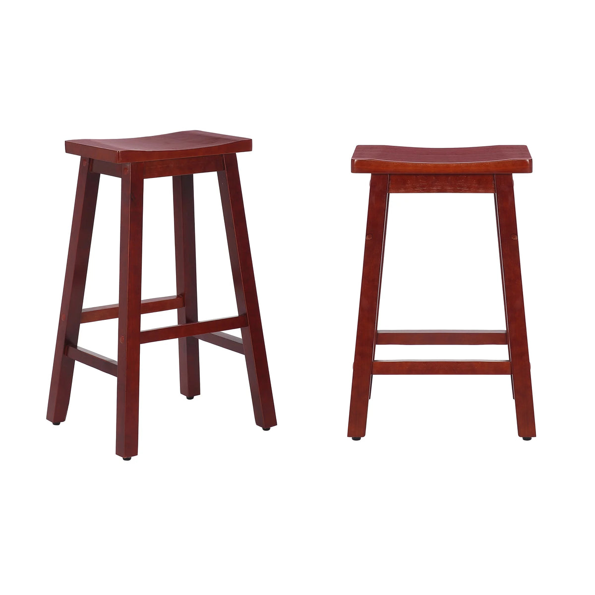 29 Inch Saddle Bar Stools Set of 2 Solid Wood Cherry T965539
