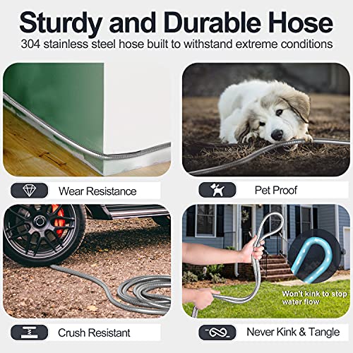 50ft 304 Stainless Steel Garden Hose with Nozzles G314745