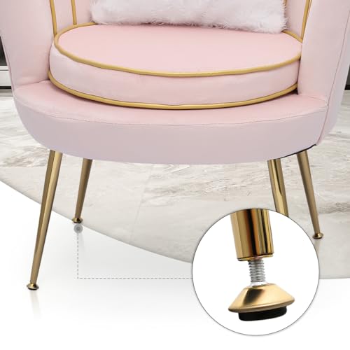 Blue Upholstered Velvet Shell Chair with Cushion and Metal Legs Y11686