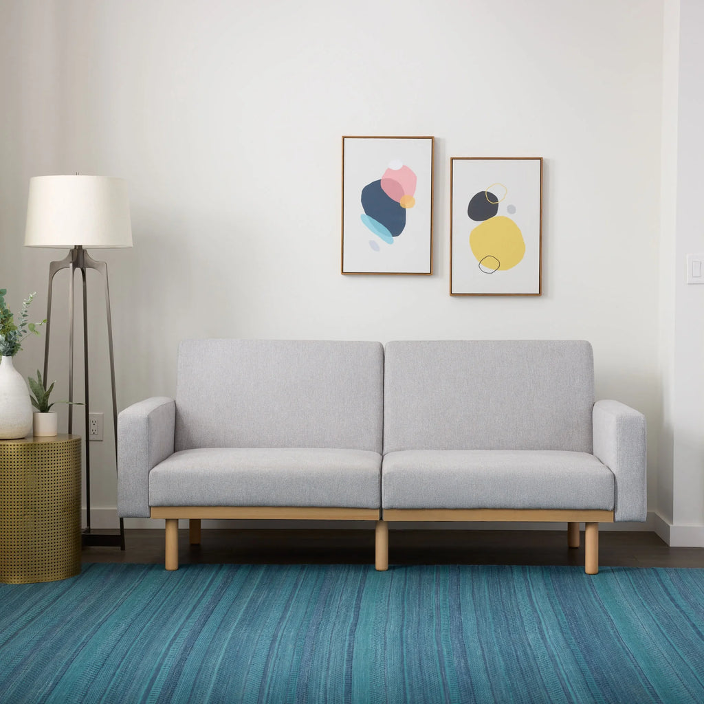 Light Gray Upholstered Wood Base Futon I887175