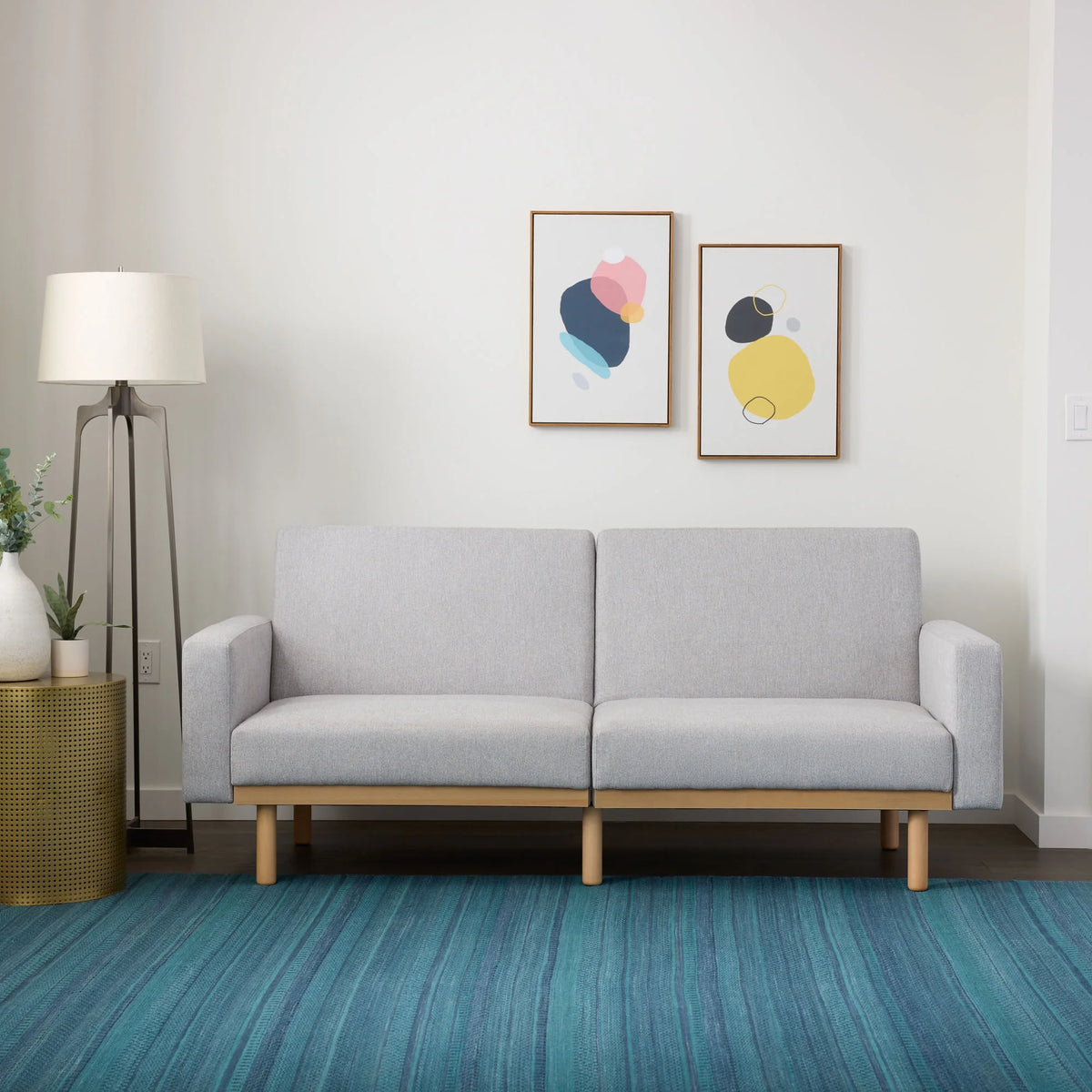 Light Gray Upholstered Wood Base Futon I887175