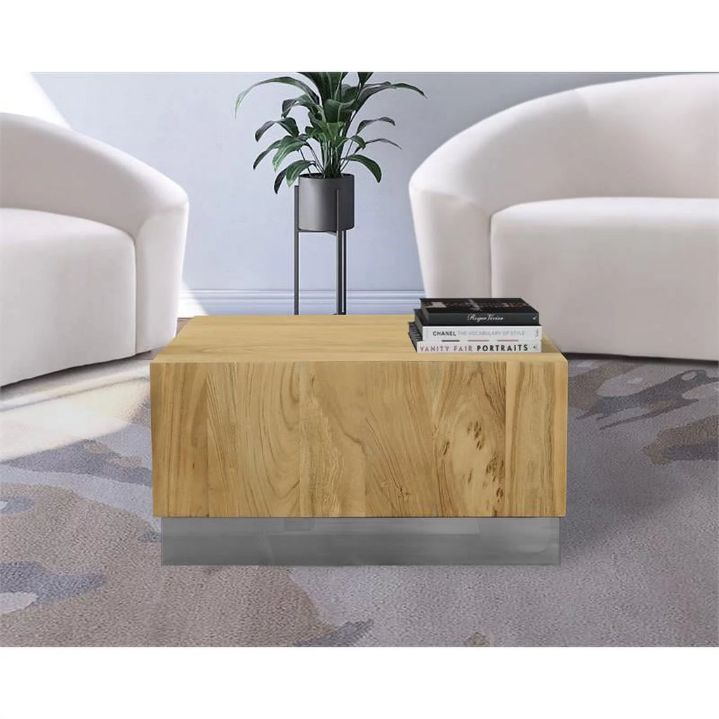 Acacia Wooden Top Coffee Table with Chrome Metal Base O6534