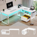 L Shaped Desk with LED Light and Power Outlet S73628