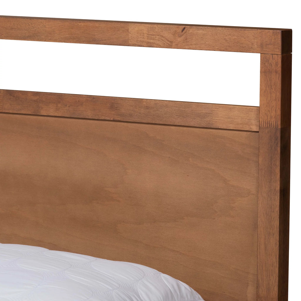 Walnut Brown Wood King Size 4-Drawer Platform Storage Bed R570