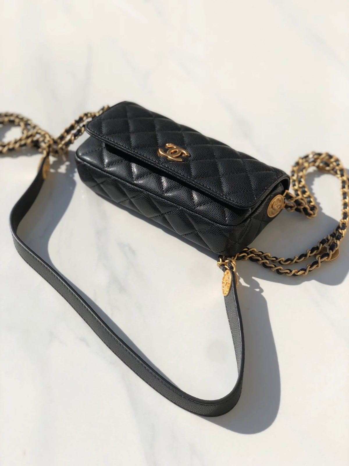 Black Small Flap Shoulder Bag 7.5in/19.2cm J1511