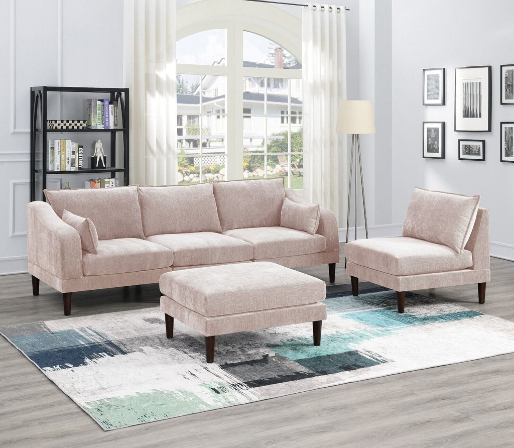5pc Modular Sofa Set with Armless Chair Corner Wedge Ottoman X9091