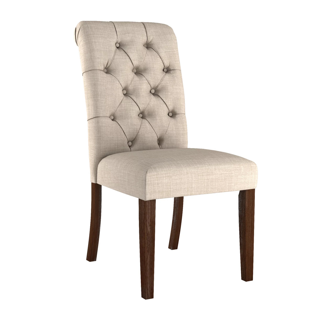 Beige Linen Button Tufted Dining Chair Set of 2 N345357