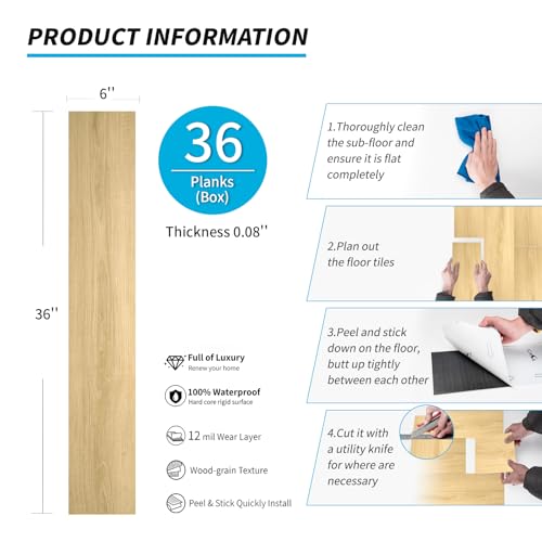 Peel and Stick Vinyl Wood Plank Floor Tile 36-Pack R818916