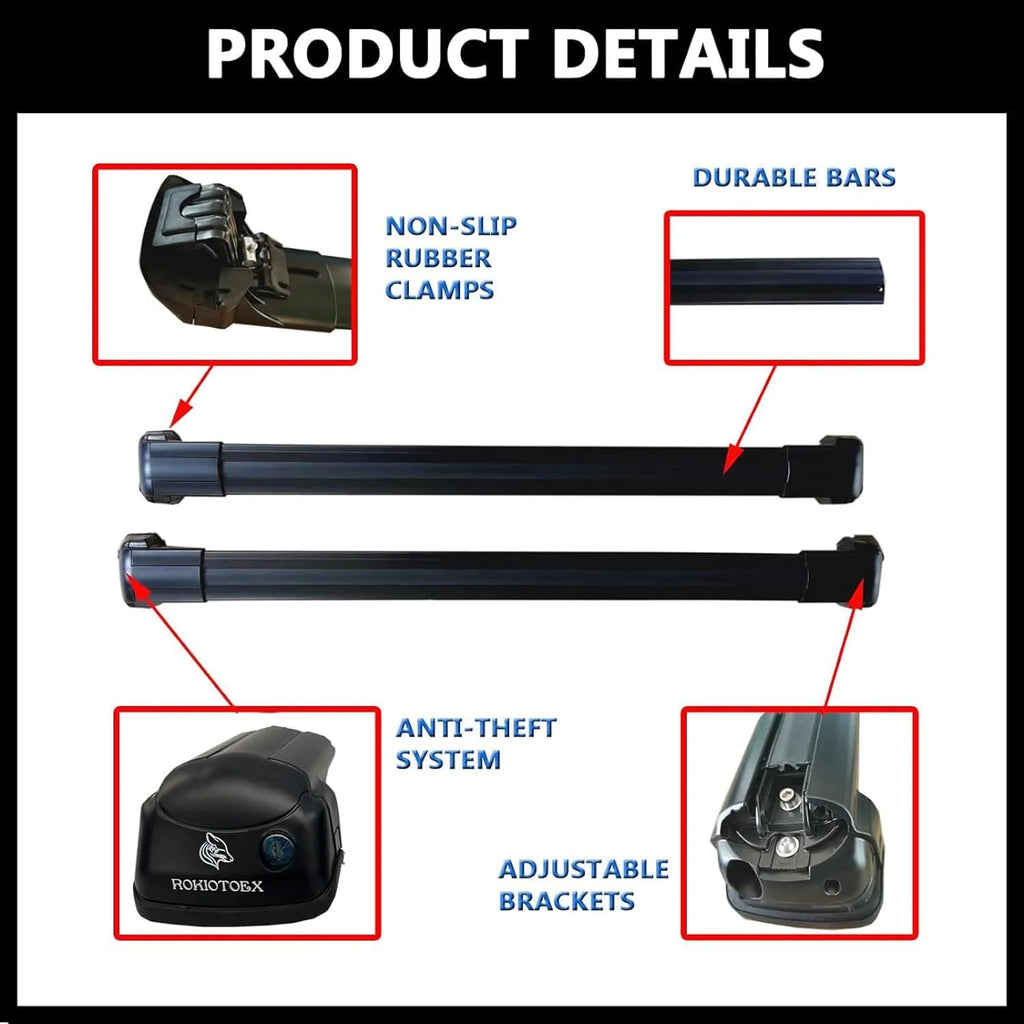 Roof Rack Crossbars for Raised Side Rails Silver O292817