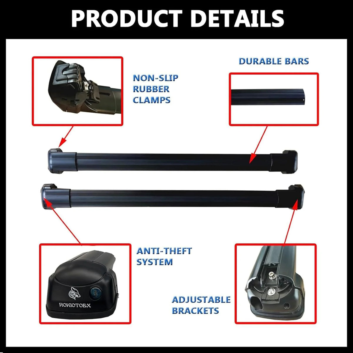 Roof Rack Crossbars for Raised Side Rails Silver O292817