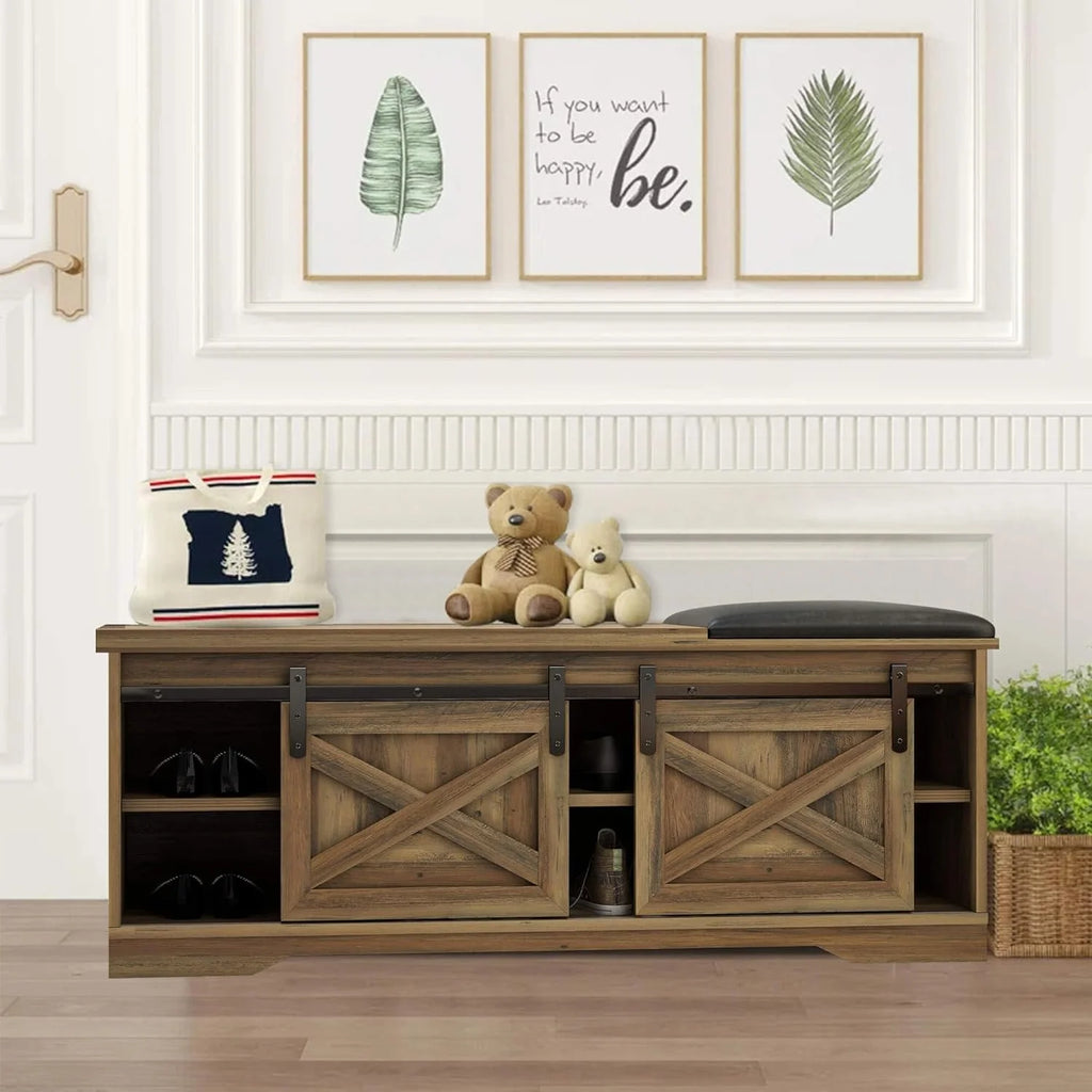 Farmhouse Storage Bench with Cushion 47 inch X13653
