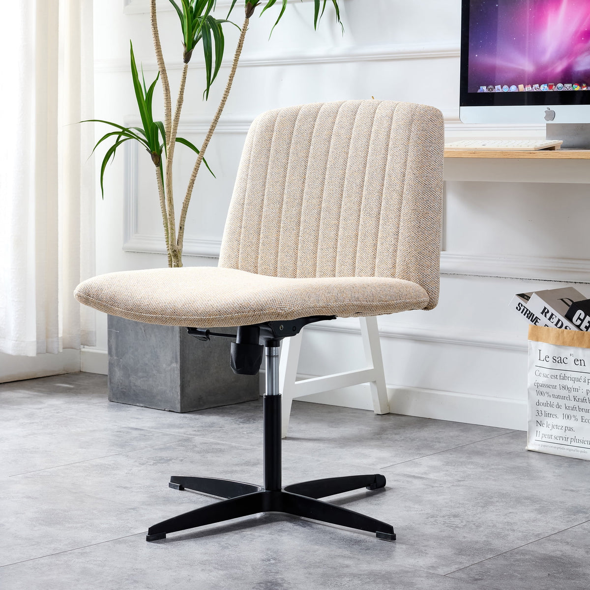 Adjustable Swivel Home Office Computer Chair with Cushion & Black Foot I86743