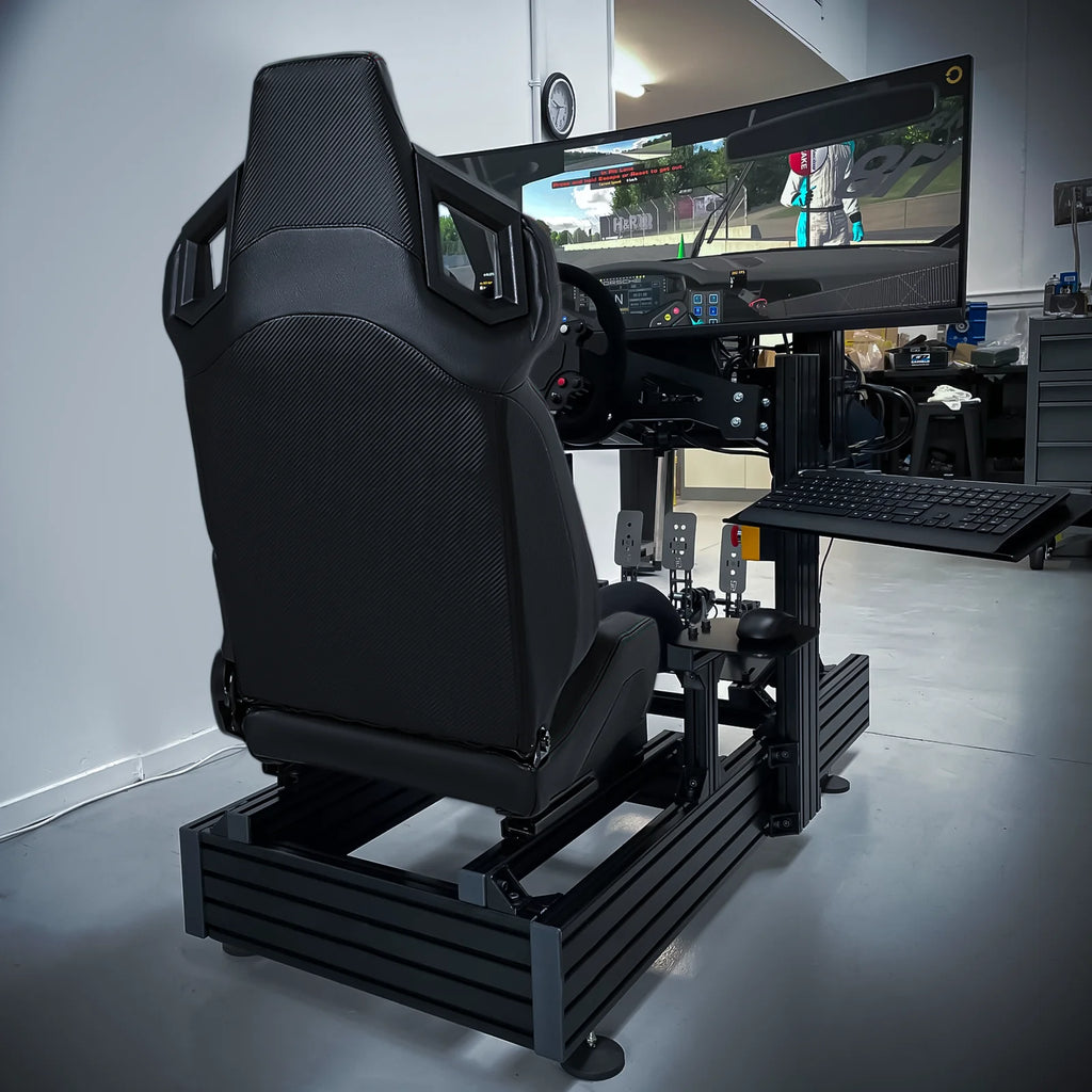 Black Ergonomic Racing Seat with Adjustable Slide J980946